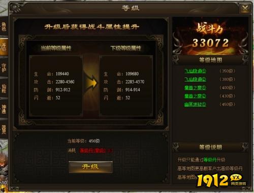 1912yx《神戒》等级系统